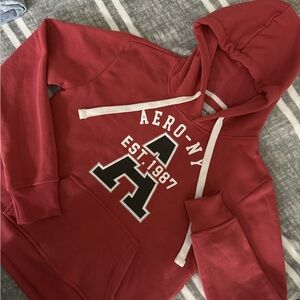 Aeropostale Red Hoodie with White Accents